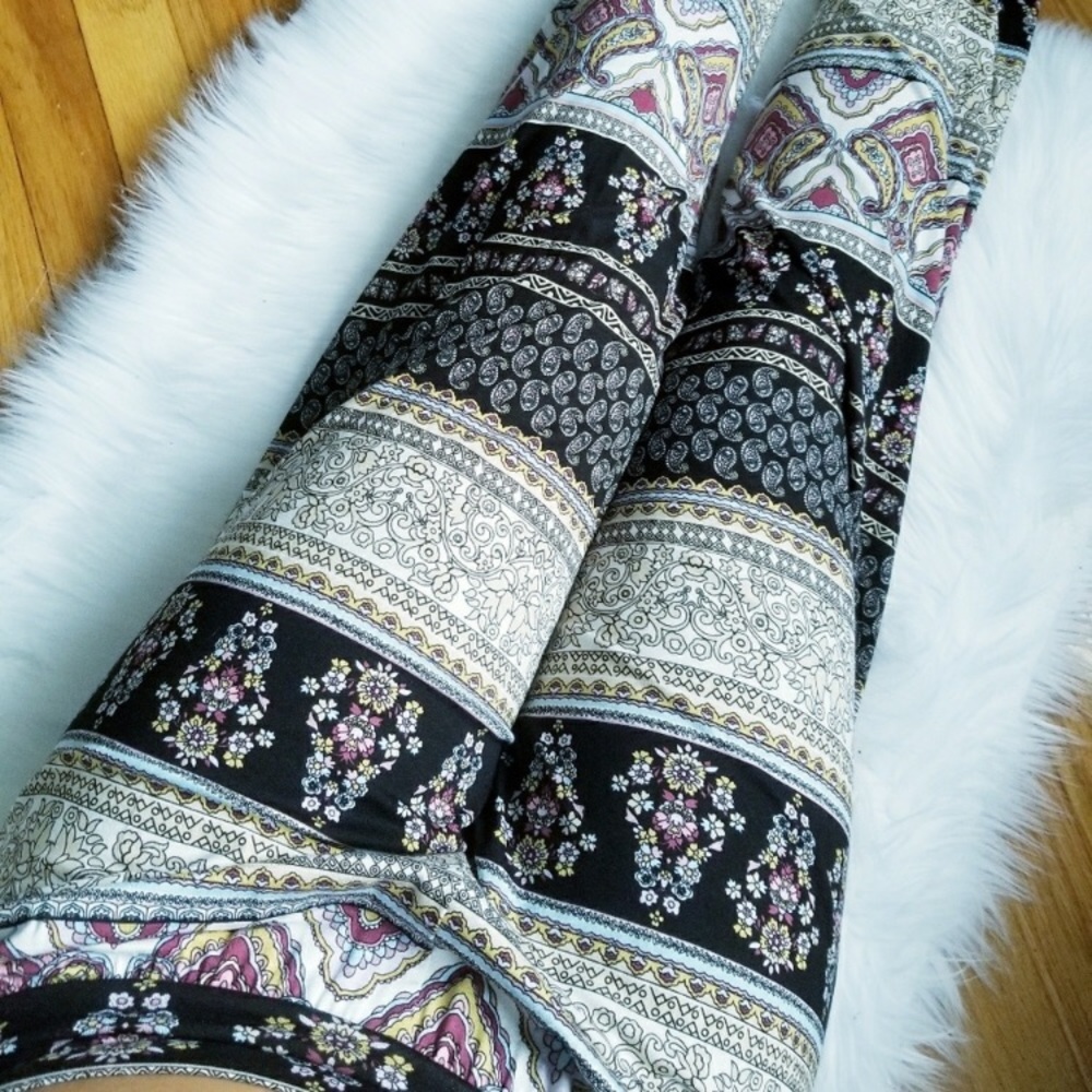 Multi Print Wide Leg Palazzo Pants
